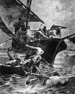 Korallenfischerei mit Hilfe der Ausrüstung. von Unknown artist