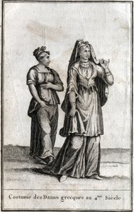 Kostüm der griechischen Damen im 4. Jahrhundert. Gravur in „Beaute de l
