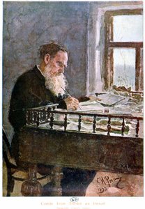 Graf Tolstoi beim Schreiben - Aquarell nach der Natur von Unknown artist