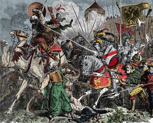 Kreuzritter im Kampf - Kreuzzug: Ritter kämpfen gegen die Sarazenen von Unknown artist