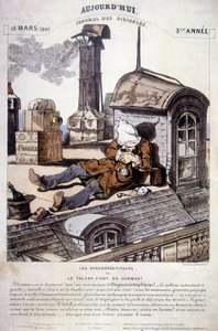 Daguerreotypisten oder Talent kommt im Schlaf. Ironischer Artikel gegen den neuen Beruf des Fotografen. In „Heute, Zeitschrift der Lächerlichkeiten“, am 15.03.1840. von Unknown artist
