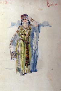 Dalila-Kostüm für den ersten Akt der Oper „Samson und Dalila“ von Camille Saint Saens (Saint-Saens). 1877 von Unknown artist