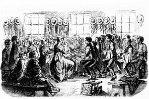 Tanzende Shaker. Gravur aus dem 19. Jahrhundert. von Unknown artist