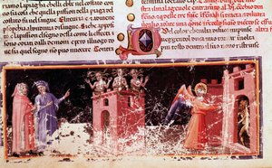 Dante und Virgil am Tor von Dite, bewacht von den Furien (Gesang 9 aus der Hölle, in der Göttlichen Komödie) (Miniatur) von Unknown artist