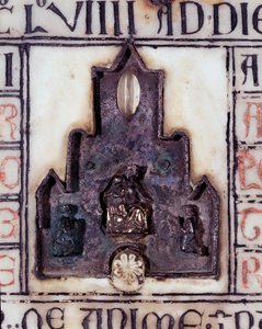 Detail eines Marmorepitaphs von Simonetta und Percivalle Lercari, mit Relief und Gravur