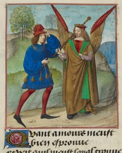 (Detail) Miniatur des Liebhabers und Amour (Liebe), aus 