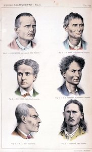 Verschiedene Arten von Kriminellen dargestellt in der Kriminologiestudie „Der kriminelle Mensch“ (L