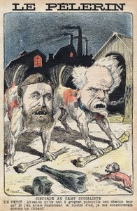 Streitigkeiten zwischen den Sozialisten Jean Jaures (1859-1914) (links) und Henri Rochefort (1831-1913) (rechts). Illustration in „Le Pelerin“ vom 19. Juni 1898. von Unknown artist