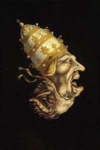 Doppelporträt mit Papst und Teufel (Umkehrbild) von Unknown