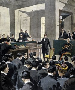 Dreyfus-Affäre: Zeugenaussage von Oberstleutnant Georges Picquart (1854-1914) im Prozess gegen den Schriftsteller Emile Zola (nach dem Brief J