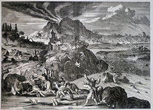 Erdbeben in Tokio im Jahr 1650 - Gravur von Unknown artist