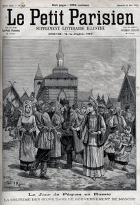 Ostertag in Russland: der Brauch der Eier in der Moskauer Regierung. Gravur in „Le Parisien“ von Unknown artist