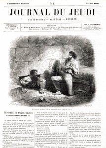 Edmond Dantès, der Graf von Monte Cristo, trifft Abbé Faria dank des hohlen Tunnels im Gefängnis - in „Le Journal du Jeudi“ vom 31.05.1860 von Unknown artist