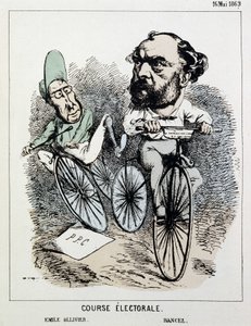 Wahlrennen für Fahrräder: Emile Ollivier und Bancel