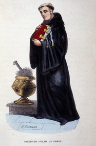 Englischer Benediktiner. Gravur aus einem Album über religiöse Orden, Paris