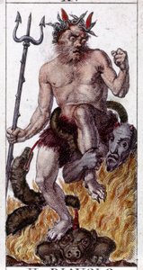Gravur auf einer Karte eines Tarotspiels aus dem 19. Jahrhundert von Unknown artist