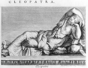 Gravur, die Kleopatra (-69 - -30) darstellt. 19. Jahrhundert. von Unknown artist