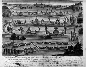 Einzug der französischen Botschafter in den Fluss von Siam - in 