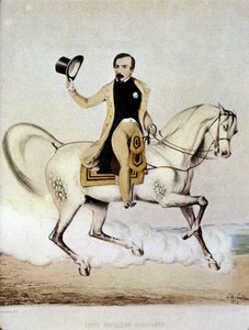 Reiterporträt von Louis Napoleon Bonaparte (Louis-Napoleon III) in Zivilkleidung im Jahr 1848. von Unknown artist
