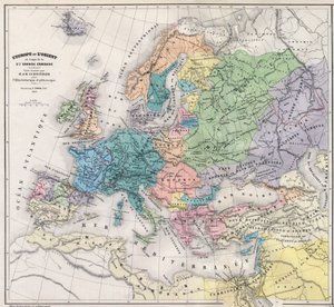 Europa und der Orient zur Zeit des 3. Kreuzzugs Ende des 13. Jahrhunderts - Karte erstellt von M J-H Schnitzler, Historischer und malerischer Atlas 1858 von Unknown artist