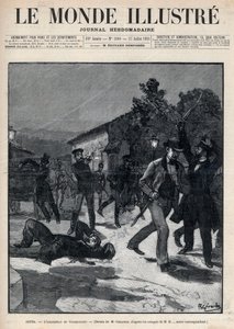 Ereignisse in Bulgarien: Die Ermordung von Herrn Beltchef in Anwesenheit von Stefan Stambolov (1854-95) - Sofia von Unknown artist