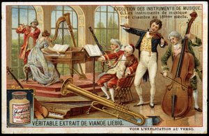 Entwicklung der Musikinstrumente: Kammermusikinstrumente im 18. Jahrhundert - Liebig Chromolithographie