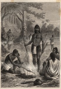 Expedition nach Amerika (1799-1804) von Alexander von Humboldt (1769-1859) und Aimé Bonpland (1773-1858): Omaguas-Indianer (Amazonien, Peru) - Illustration aus „Die großen Seefahrer des 18. Jahrhunderts“