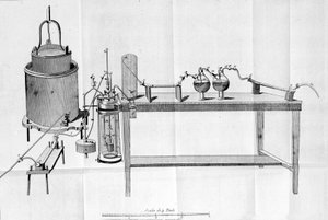 Experiment von Lavoisier. Gravur vom Anfang des 19. Jahrhunderts von Unknown artist