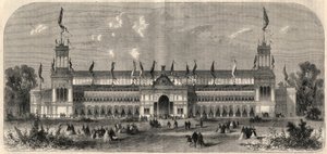 Außenansicht des Palastes des dritten deutschen Nationalschusses in Wien, Österreich. Gravur in „L