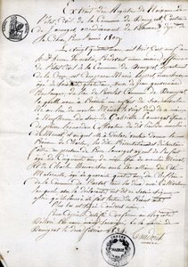 Auszug aus dem Geburtsregister der Gemeinde Dommyrot, beglaubigte Kopie vom 2. Februar von Unknown artist