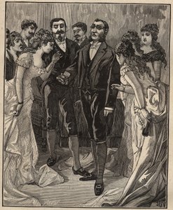 Berühmte Diamanten: Banker Vanlerberghe zeigt einen falschen Regent zu Beginn des 19. Jahrhunderts. Gravur von 1885 in „Les arts et métiers illustrés“ von Adolphe Bitard. von Unknown artist