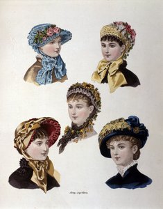 Mode des späten 19. Jahrhunderts: verschiedene Modelle von Damenhüten von Unknown artist