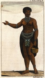 Weibliches Mitglied des südafrikanischen Stammes der Hottentotten, Gravur von 1820 von Unknown artist