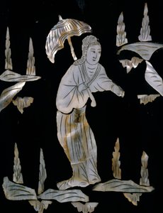 Frauenfigur mit Regenschirm (Detail) von Unknown artist