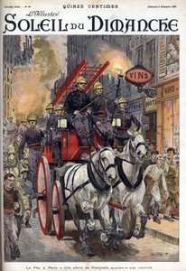 Feuer in Paris: Alarm der Feuerwehr. Gravur in „Le sun-du-dimanche“, 3. Dezember
