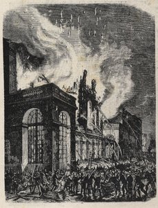 Brand der Oper de la rue Lepelletier (Le Peletier) in Paris am 28. Oktober
