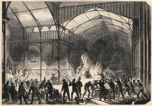 Feuerwehrleute versuchen, das Feuer der Central Halles in Paris zu stoppen, 10. Juli von Unknown artist