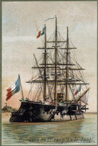 Linienschiff „Der Dreizack“. um 1890. Chromolithographie des 19. Jahrhunderts von Unknown artist