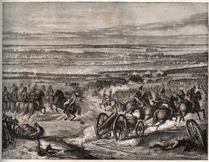 Erste Koalition: Schlacht von La Favorite (Italien), Januar 1797, zwischen den französischen Truppen Napoleons und der österreichischen Armee während des ersten Italienfeldzugs. von Unknown artist