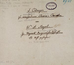 Erste Seite eines Manuskripts von 5 Kadenzen für Klavier von Mozart von Unknown artist