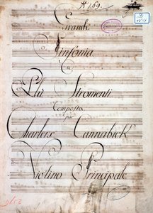 Erste Seite der Partitur der Großen Sinfonie (Op. 8) von Carl August Cannabich