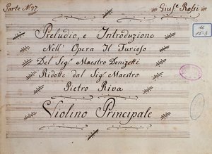 Erste Seite der Noten für Violine, Il furioso all