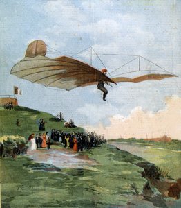 Flug von Otto Lilienthal (1848 - 1896), Pionier des Gleitflugs. 1894. von Unknown artist