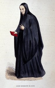 Ehemaliger Benediktiner von Cluny. Gravur aus einem Album über religiöse Orden, Paris