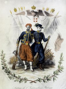 Frankreich und Piemont, Unterstützer der italienischen Unabhängigkeit - Farb. Gravur von Unknown artist