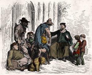 François Rabelais (1494-1553), Heilmittel für Behinderungen. Gravur von 1880 in „La republique illustree“ private Sammlung. von Unknown artist