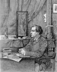François Coppée (1842-1908), französischer Dichter und Dramatiker. Zeichnung von M.F. Desmoulins. 1885 von Unknown artist