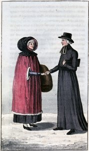 Französisch-kanadische Dame, junge französische Kanadierin; in „Reisen durch Kanada und die Vereinigten Staaten von Nordamerika 1806-1808“ von John Lambert, ed. London