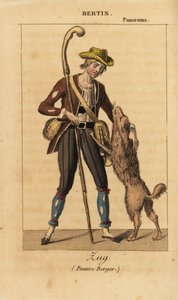 Französischer Schauspieler Bertin als Zug im historischen Melodrama Pauvre Berger von Daubigny, Carmouche und Hyacinthe am Théâtre du Panorama Dramatique von Unknown artist