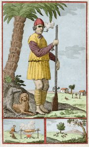 Französischer Freibeuter aus Santo Domingo (Haiti). Gravur in „Histoire des Aventuriers Flibustiers et Boucaniers Signales Dans Les Indes“ von Alexandre Olivier Exquemelin (1645-1710). von Unknown artist